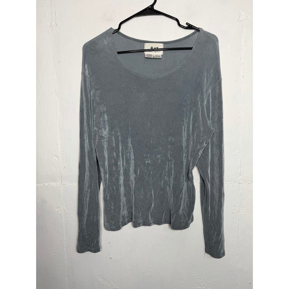 FLAX Womens Gray Long Sleeve Slinky Top Size Large